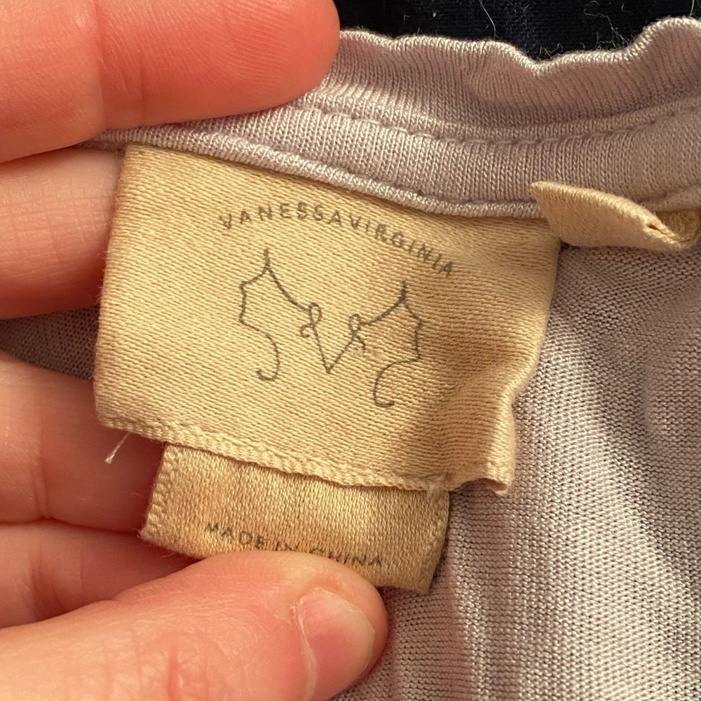 Anthropologie Vanessa Virginia Metallic Floral Flutter Trim VNeck Sleeveless Top - Picture 4 of 8